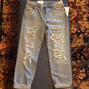 Loose fit denim boyfriend jeans